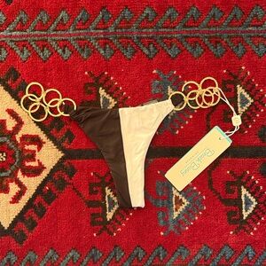 Beach Bunny Lexi Bikini Bottom with Gold Ring Accents NWT MEDIUM